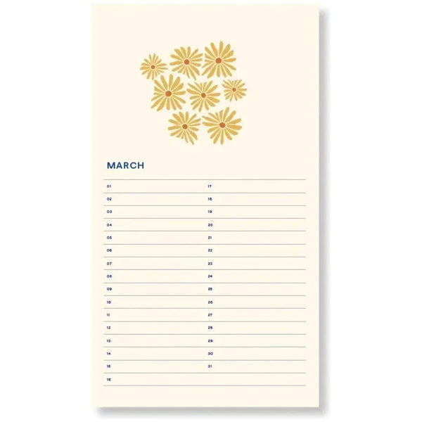 A-Journal FABRIQUE Spiraal Verjaardagskalender, Flowers Beige