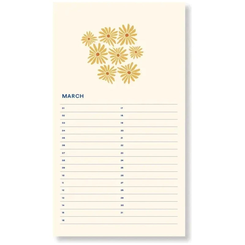 A-Journal FABRIQUE Spiraal Verjaardagskalender, Flowers Beige