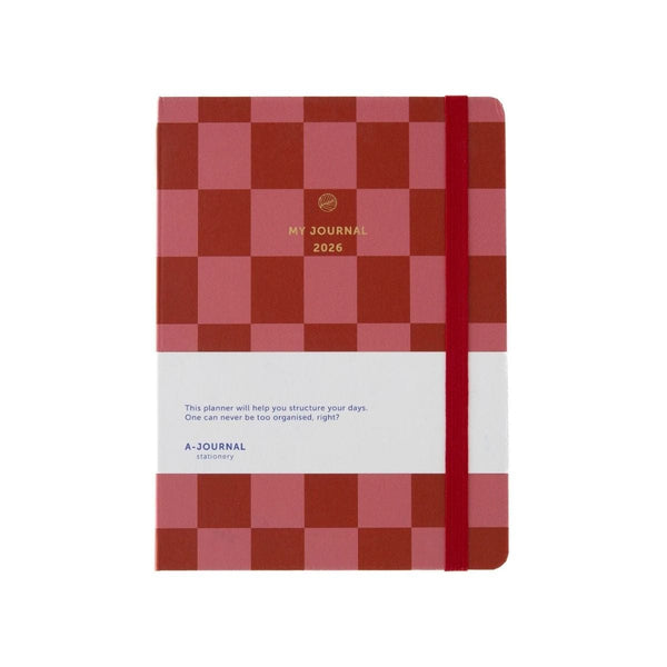 A-Journal My Journal Agenda 2026,  Checkered Red Pink