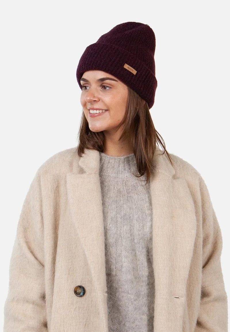 Barts WITZIA Zachte rekbare Dames Muts, Aubergine sfeer