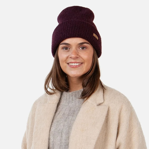 Barts WITZIA Zachte rekbare Dames Muts, Aubergine sfeer