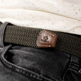 Billybelt Gevlochten effen riem, Khaki green
