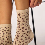 Billybelt Glitter sokken met Luipaardmotief, Beige