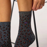 Billybelt Glitter sokken met Luipaardmotief, Black