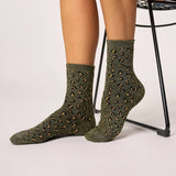 Billybelt Glitter sokken met Luipaardmotief, Khaki