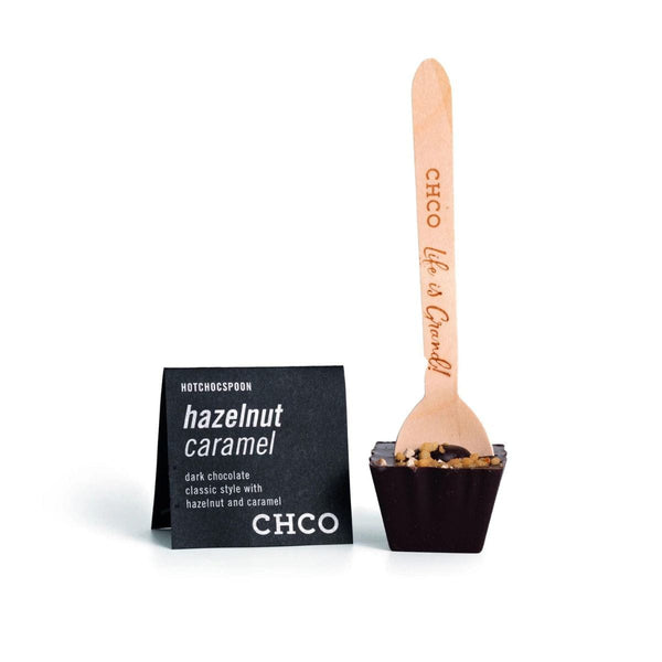 Chocolate Company HOTCHOCSPOON Lepel met pure Chocolade, Hazelnoot & Caramel