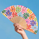 Cuikui Houten Handwaaier met bloemenprint, Daisy Ibiza