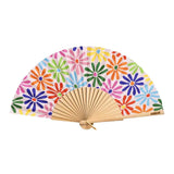 Cuikui Houten Handwaaier met bloemenprint, Daisy Ibiza