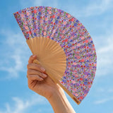 Cuikui Houten Handwaaier met bloemenprint, Liberty Flowers