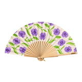 Cuikui Houten Handwaaier met bloemenprint, Pansy Flowers