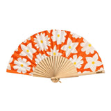 Cuikui Houten Handwaaier met bloemenprint, White Flowers