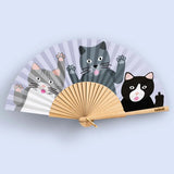 Cuikui Houten Handwaaier met kattenprint, Kitty Gang