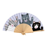 Cuikui Houten Handwaaier met kattenprint, Kitty Gang