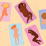 Cuikui Houten Handwaaier met print, Beach Please 1