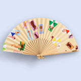 Cuikui Houten Handwaaier met print, Beach Please 1