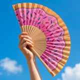 Cuikui Houten Handwaaier met print, Donut