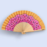 Cuikui Houten Handwaaier met print, Donut