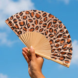 Cuikui Houten Handwaaier met print, Leopard
