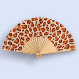 Cuikui Houten Handwaaier met print, Leopard
