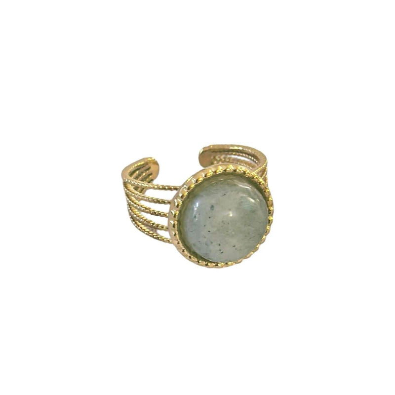 Ellen Beekmans 5-delige Gouden Ring met ronde Gemstone, Grijs