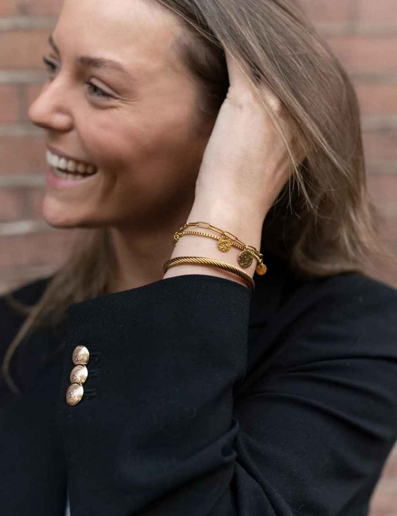 Ellen Beekmans Armband met vergulde blokschakel