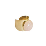 Ellen Beekmans Gladde Gouden Ring met ronde Gemstone, Licht Roze