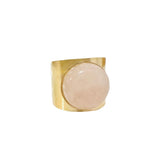 Ellen Beekmans Gladde Gouden Ring met ronde Gemstone, Roze