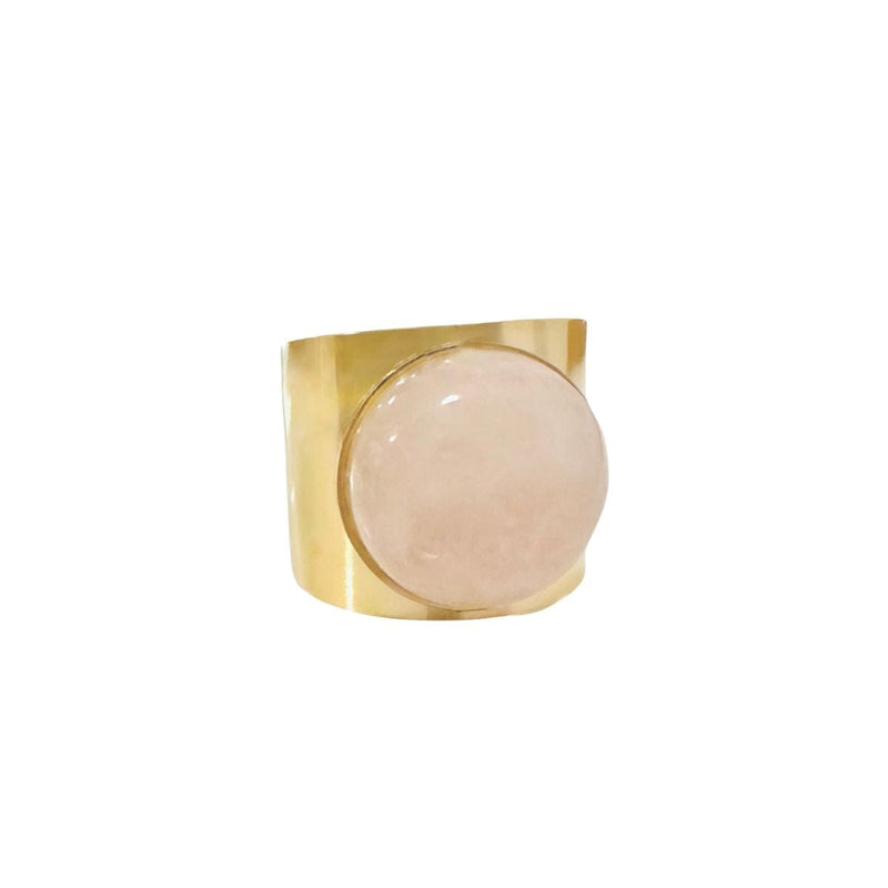 Ellen Beekmans Gladde Gouden Ring met ronde Gemstone, Roze