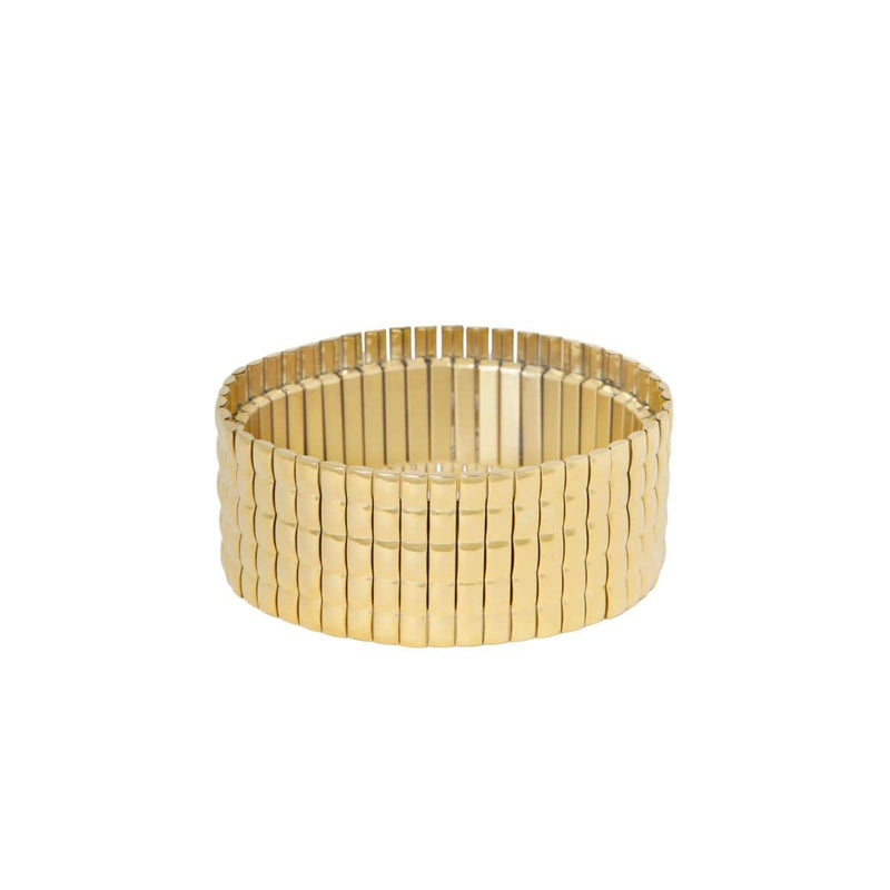 Ellen Beekmans Gouden brede elastische Bangle