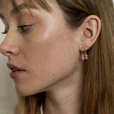 Ellen Beekmans Gouden Oorringetjes met hanger met steentje, Transparant