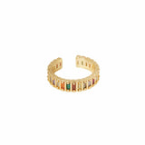 Ellen Beekmans Gouden ring met kleine strass, Multicolori