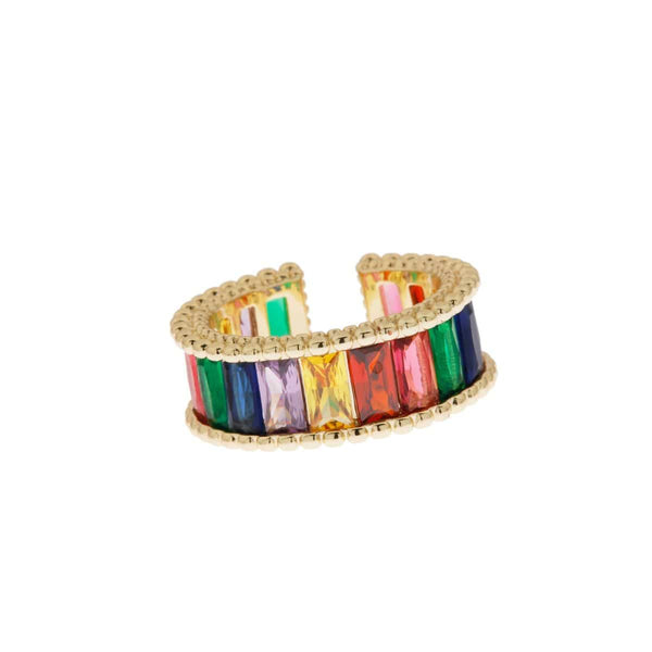 Ellen Beekmans Gouden ring met strass, Multicolori