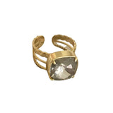 Ellen Beekmans Gouden Ring met vierkante Glassteen, Grijs