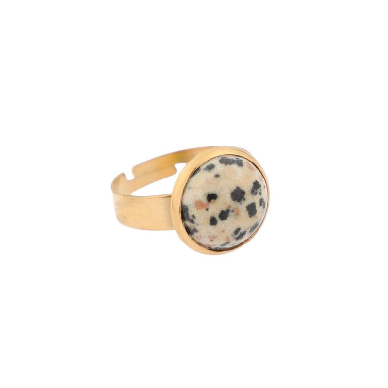 Ellen Beekmans Ring met gemstone in strakke zetting, Zwart-wit