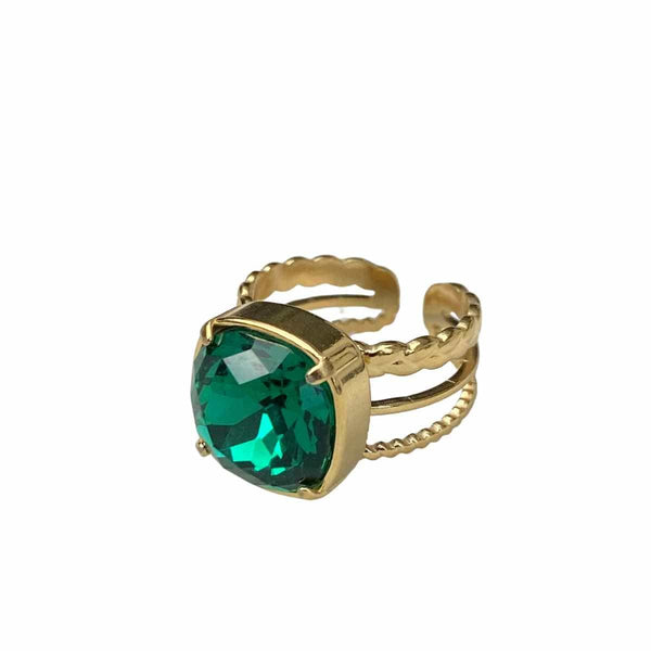 Ellen Beekmans Ring met vierkante steen, Fel groen