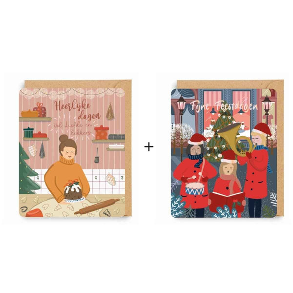 Enfant Terrible COSY CHRISTMAS Doosje met 8 Kerstkaarten in 2 designs, Kerstgebak & Kerstkoor