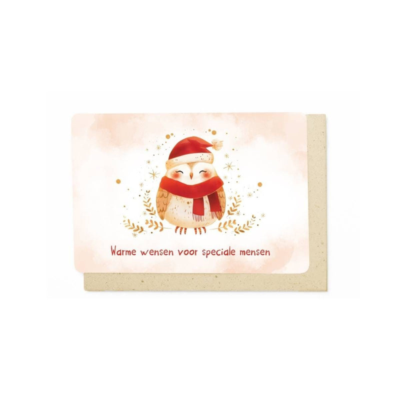Enfant Terrible DAYDREAM Set van 5 identieke Kerstkaartjes met een Uil, Warme wensen voor speciale mensen