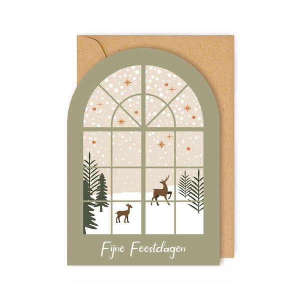 Enfant Terrible DOWN TO EARTH Doosje met 8 Kerstkaarten en kraft enveloppen, Fijne Feestdagen