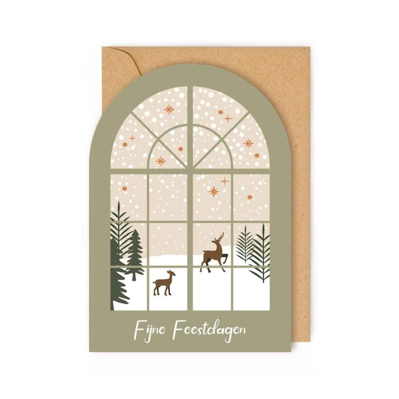 Enfant Terrible DOWN TO EARTH Doosje met 8 Kerstkaarten en kraft enveloppen, Fijne Feestdagen