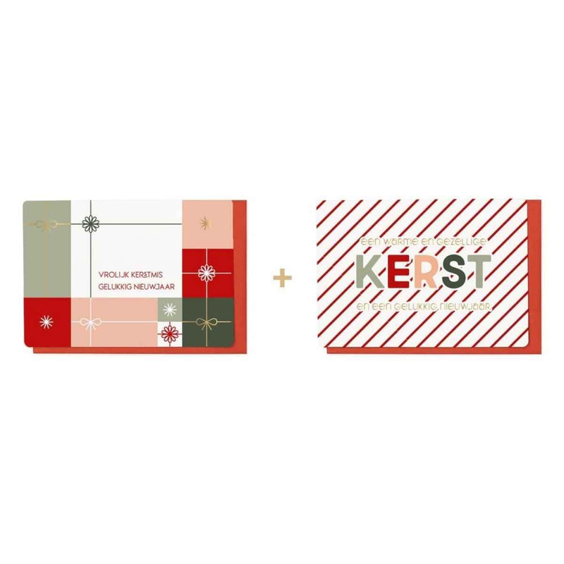 Enfant Terrible JUST JOLLY Doosje met 10 Kerstkaarten in 2 designs, Cadeaus & Gestreept