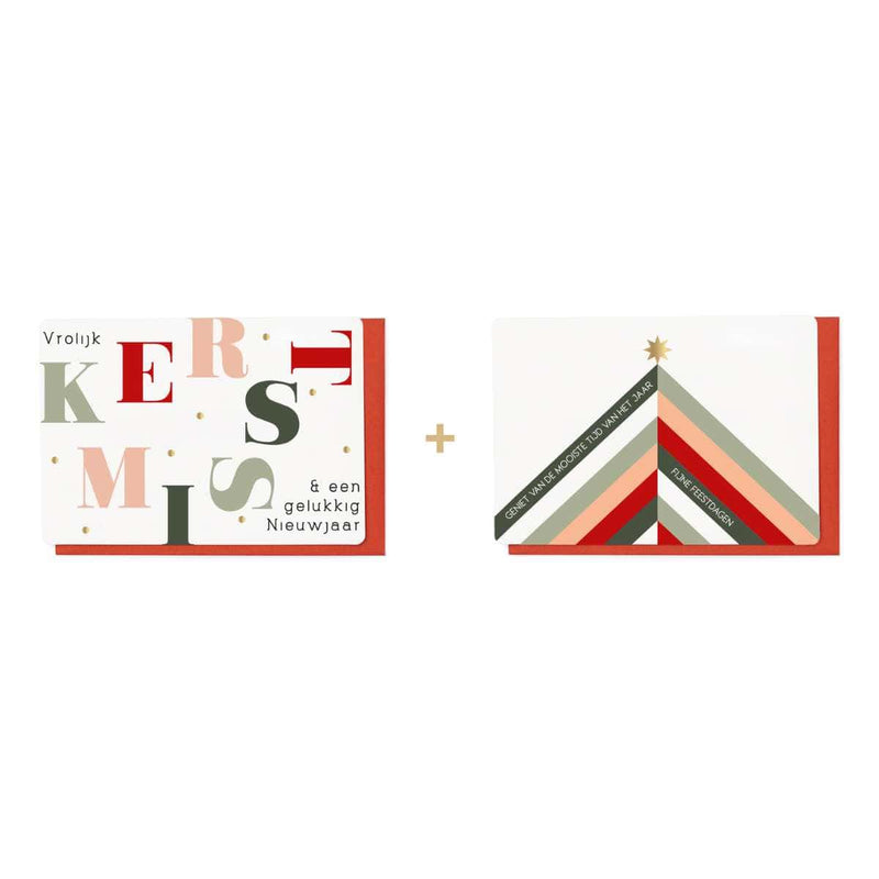 Enfant Terrible JUST JOLLY Doosje met 10 Kerstkaarten in 2 designs, Kerstboom & Kestmis