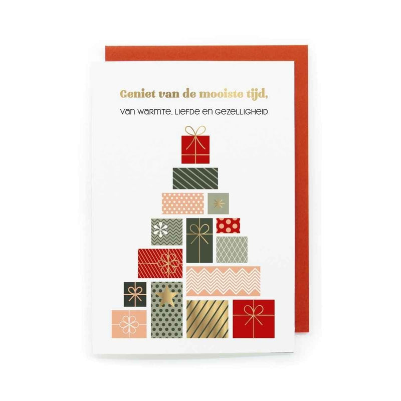 Enfant Terrible JUST JOLLY Doosje met 8 Kerstkaarten en rode enveloppen, Geniet van de mooiste tijd