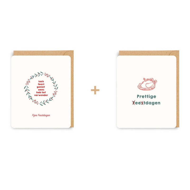 Enfant Terrible QUOTOPIA Doosje met 8 Kerstkaarten in 2 designs, Fijne Feestdagen & Prettige (F)ee(s)tdagen