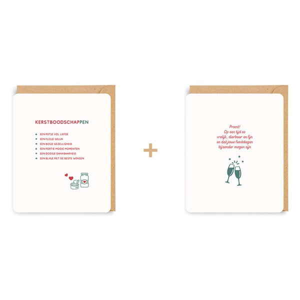 Enfant Terrible QUOTOPIA Doosje met 8 Kerstkaarten in 2 designs, Kerstboodschappen & Proost!