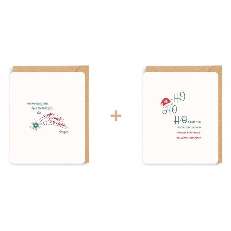 Enfant Terrible QUOTOPIA Doosje met 8 Kerstkaarten in 2 designs, We wensen jullie & Ho Ho Hoogste tijd