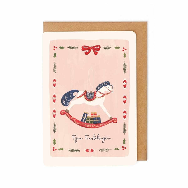 Enfant Terrible SABINA FENN Doosje met 8 Kerstkaarten en kraft enveloppen, Schommelpaard