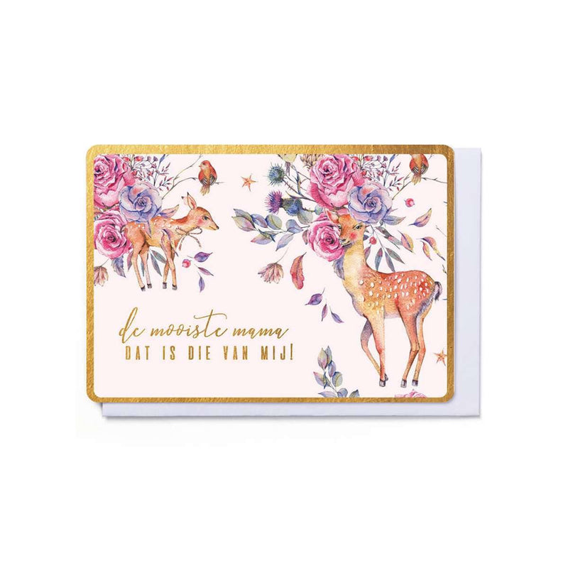 Enfant Terrible Wenskaart dubbel et gold foil, de mooiste mama dat is die van mij