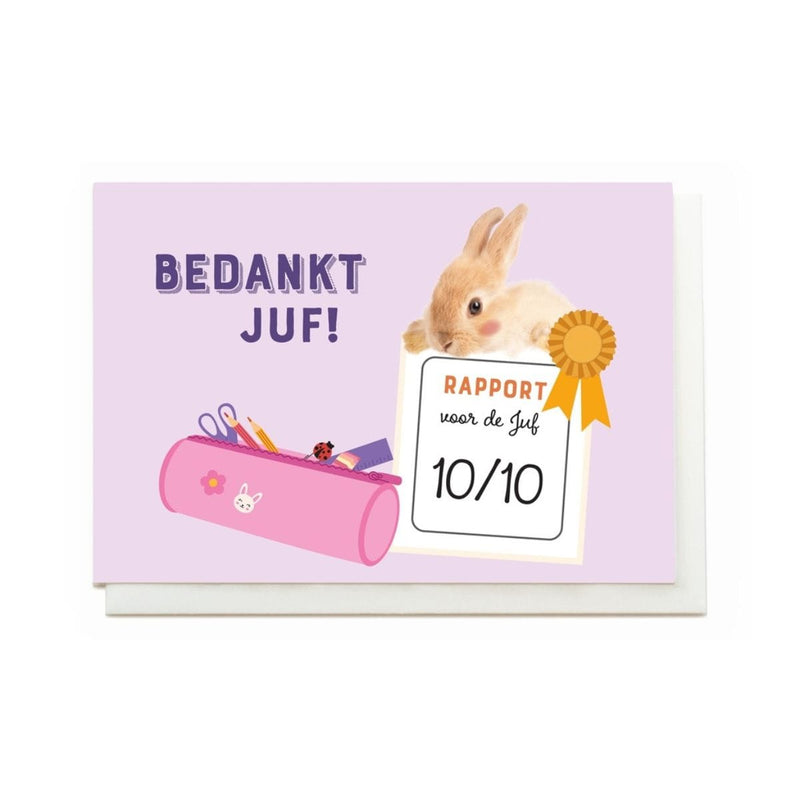 Enfant Terrible Wenskaart dubbel, Rapport voor de Juf 10 op 10