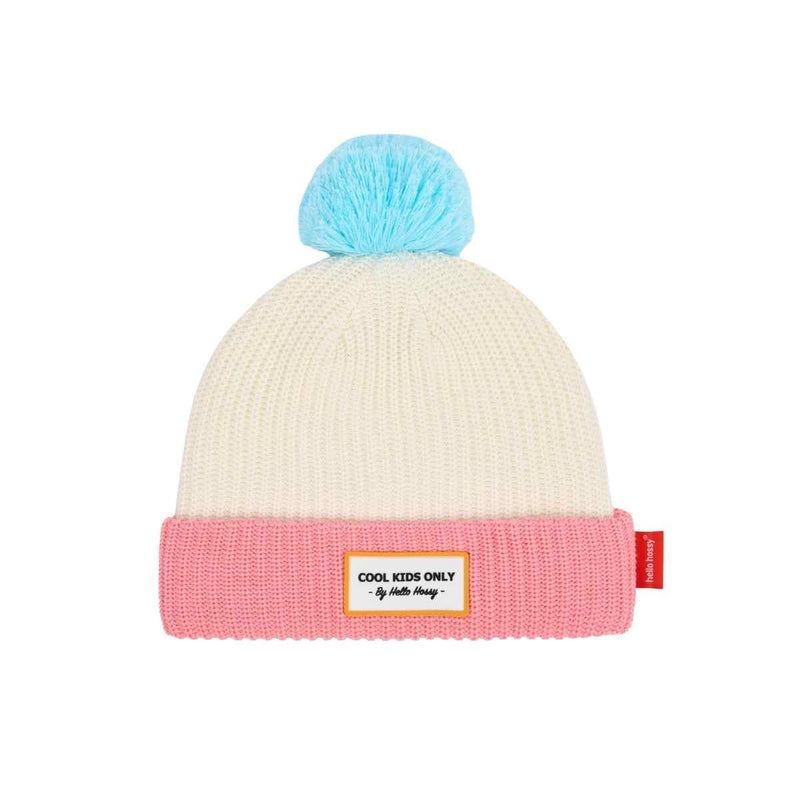 Hello Hossy COLOR BLOCK Geribbelde muts met pompon, Pink Ice