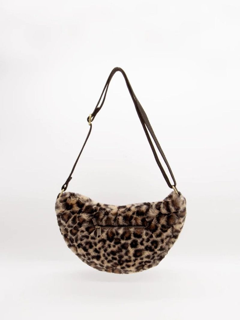 Hindbag ANDREA Faux Fur half moon Crossbodytas, Luipaard